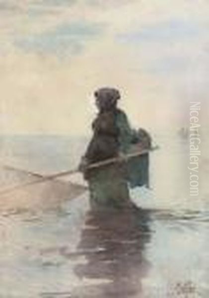 The Shrimper Oil Painting by Hector Caffieri