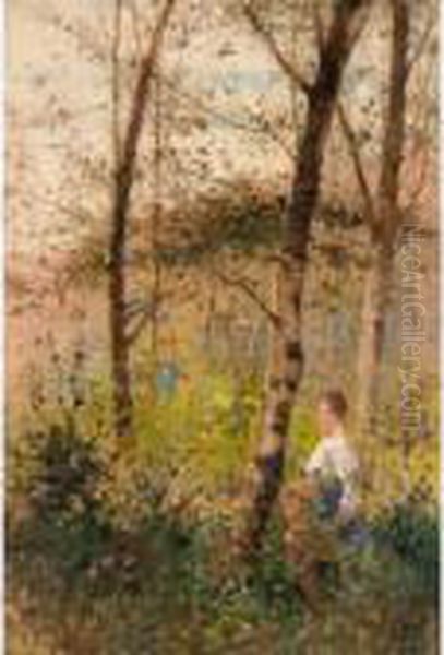 A Walk In The Woods Oil Painting by Hector Caffieri