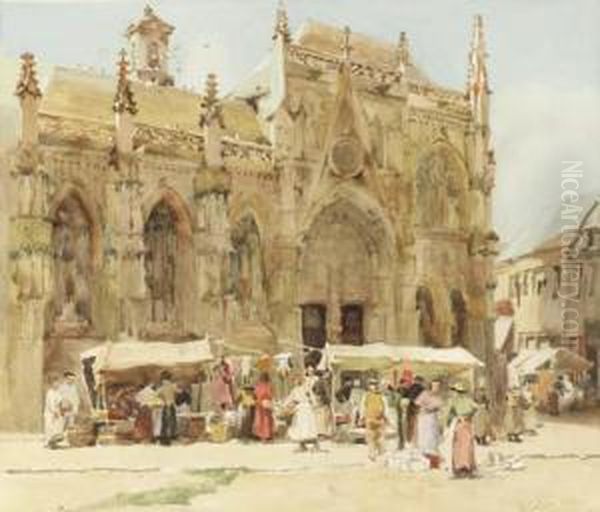 Market Scene
Watercolor On Paperboard Oil Painting by Hector Caffieri