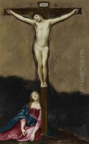 La Crucifixion Avec Sainte Marie-madeleine Oil Painting by Guido Cagnacci