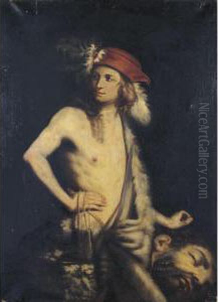 David With The Head Of Goliath Oil Painting by Guido Cagnacci