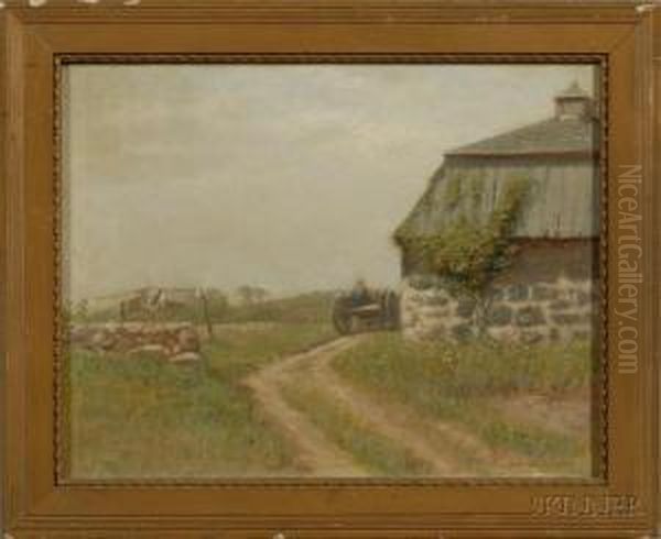 Cape Cod Country Road With Barn by Charles Drew Cahoon