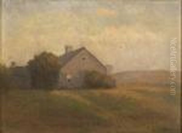 Man Sitting Below Awindow At The Gable End Of A Cape Cod House. by Charles Drew Cahoon