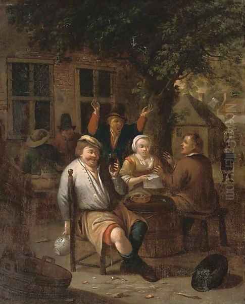 Peasants drinking and merrymaking Oil Painting by Richard Brakenburgh