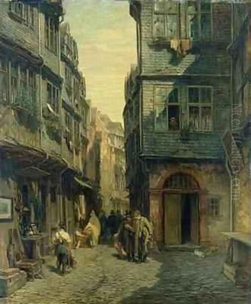 The Jewish Quarter in Frankfurt Oil Painting by Anton Burger