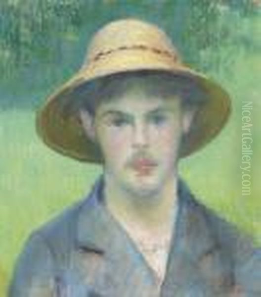 Jeune Homme Au Chapeau De Paille Oil Painting by Gustave Caillebotte