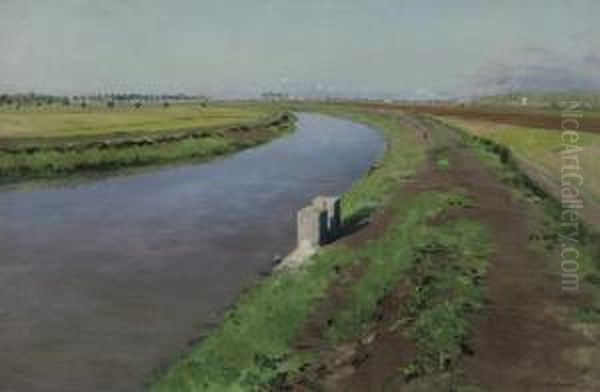 Bord D'un Canal, Pres De Naples Oil Painting by Gustave Caillebotte