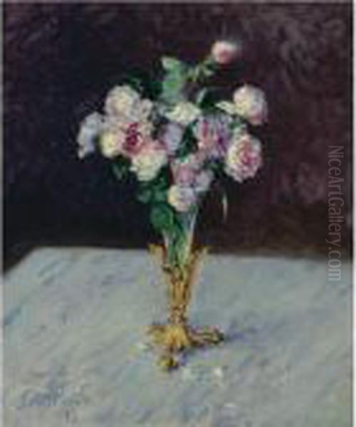 Property From The Collection Of Paul R. And Mary Haas
 

 
 
 

 
 Bouquet De Roses Dans Un Vase De Cristal Oil Painting by Gustave Caillebotte