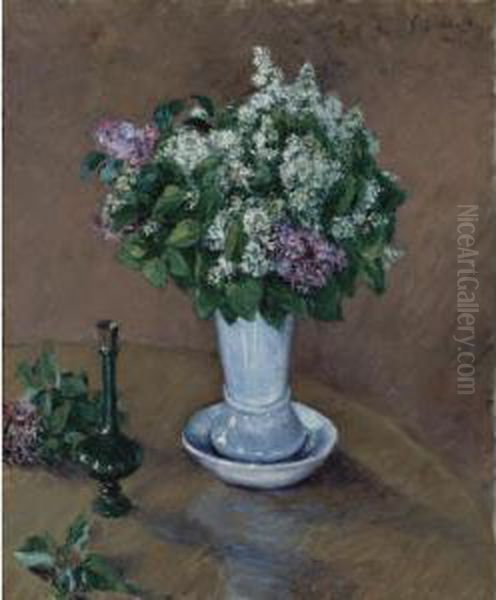 Nature Morte Au Vase De Lilas Oil Painting by Gustave Caillebotte