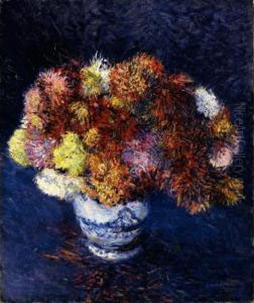 Bouquet De Chrysanthemes Oil Painting by Gustave Caillebotte