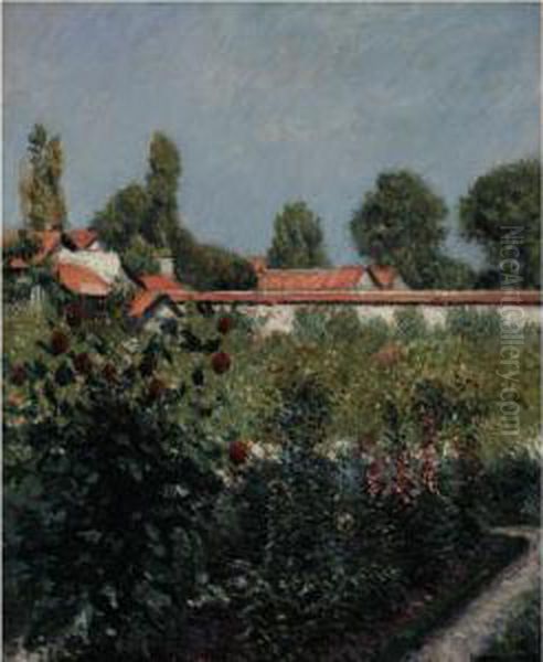 Le Jardin Du Petit Gennevilliers, Les Toits Roses Oil Painting by Gustave Caillebotte