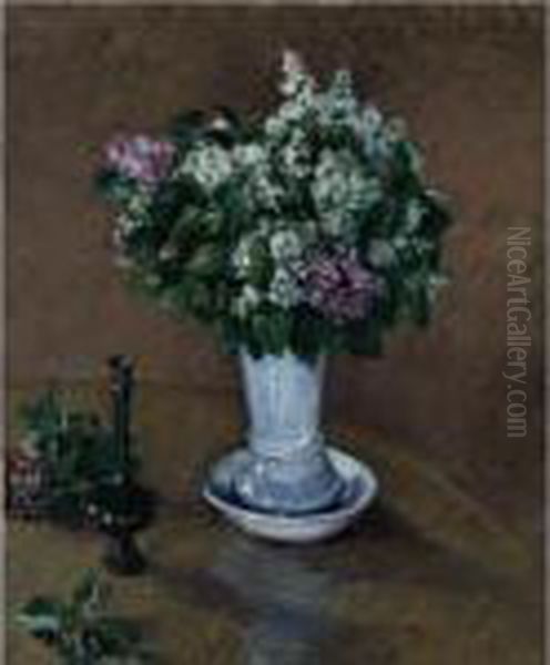 Nature Morte Au Vase De Lilas Oil Painting by Gustave Caillebotte