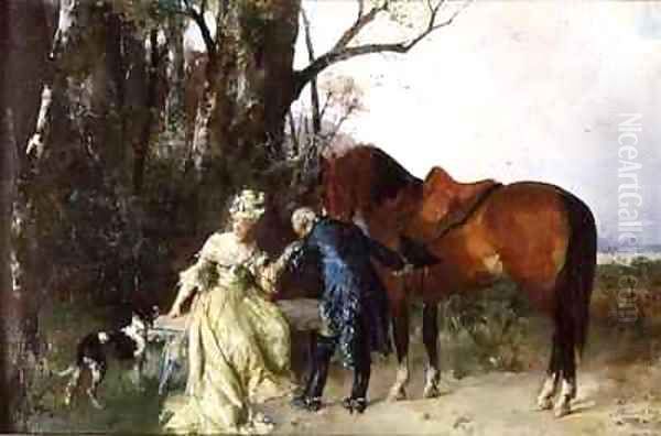 A chivalrous greeting Oil Painting by G. Hans Buttner