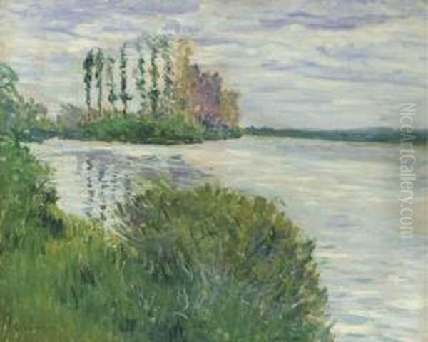 La Seine Et La Pointe De L'ile Marande Oil Painting by Gustave Caillebotte