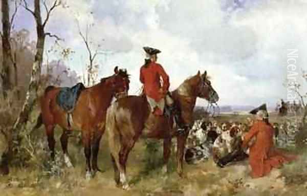 A rest during the hunt Oil Painting by G. Hans Buttner