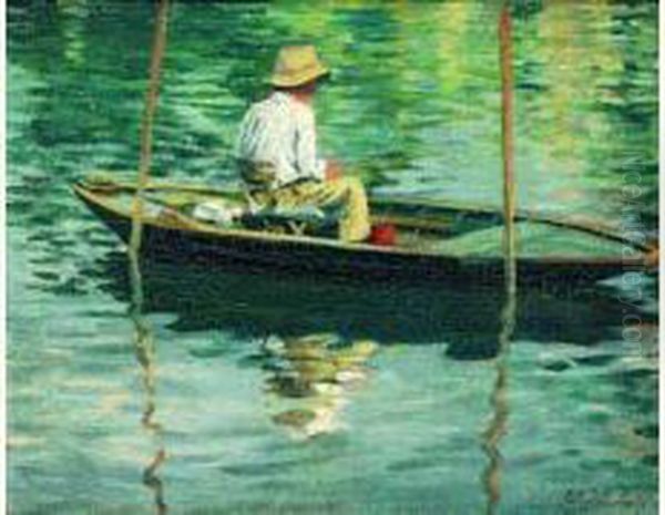 < Pecheur En Barque >. Oil Painting by Gustave Caillebotte