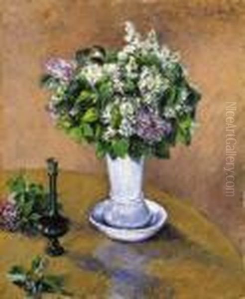 Nature Morte Au Vase De Lilas Oil Painting by Gustave Caillebotte