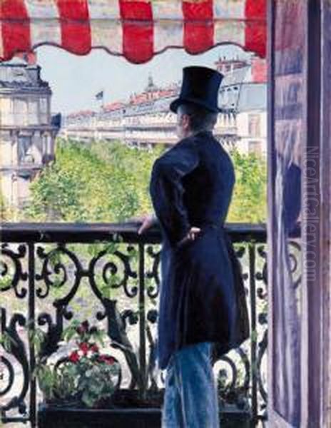 L'homme Au Balcon, Boulevard Haussmann Oil Painting by Gustave Caillebotte