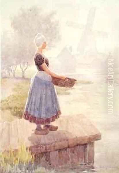 Dutch Fishergirl Oil Painting by George Henry Alan Brown