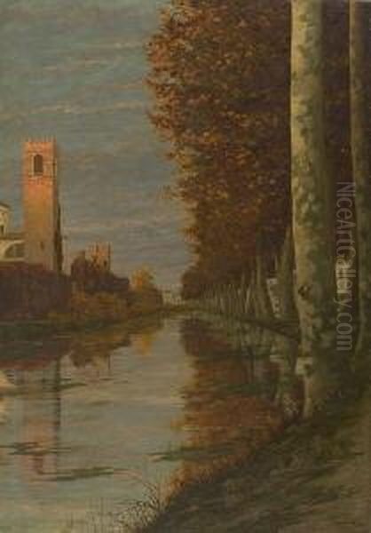 Partie In Castelfranco Oil Painting by Girolamo Cairati