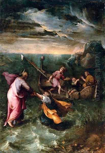 Christ calming the storm on the Sea of Galilee Oil Painting by Girolamo Muziano Brescia