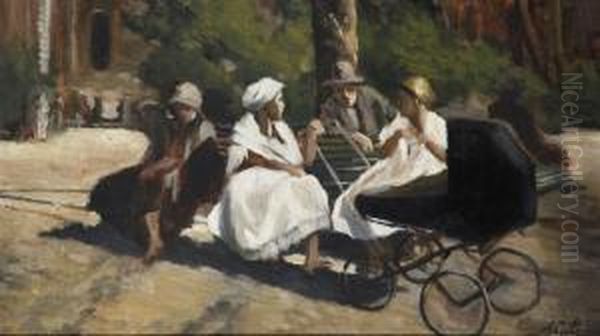 Famiglia Al Parco Oil Painting by Antonio Calcagnadoro