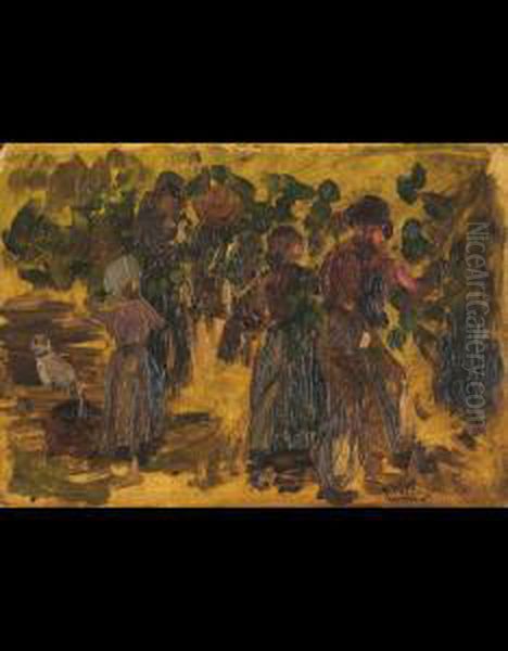 La Vendemmia Oil Painting by Antonio Calcagnadoro