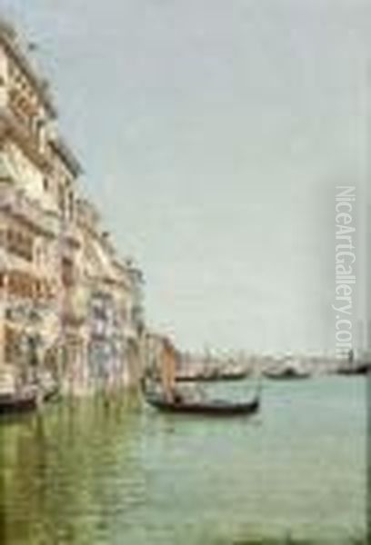 Venise, Gondoles Sur Le Grand Canal Oil Painting by Charles Clement Calderon