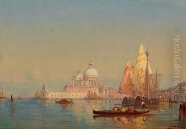 Veduta Di Santa Maria Della Salute A Venezia Oil Painting by Charles Clement Calderon