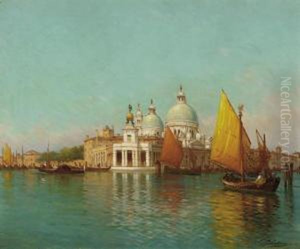 At The Entrance To The Grand Canal, Venice Oil Painting by Charles Clement Calderon