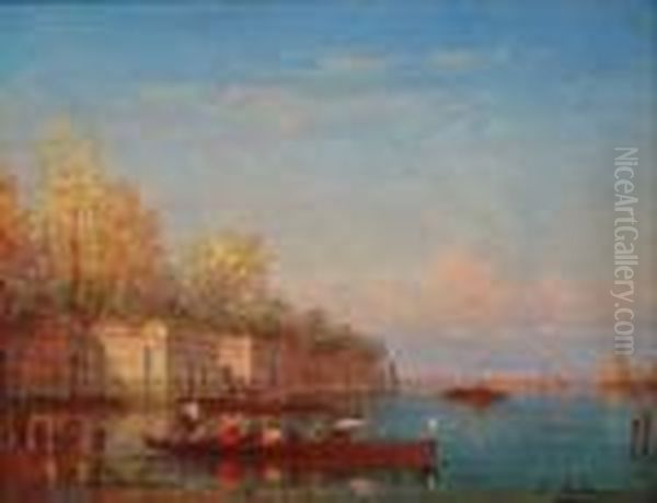  Gondole A Venise  Oil Painting by Charles Clement Calderon