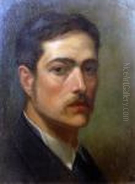 Shoulder Length Self Portrait Oil Painting by Edmund Caldwell