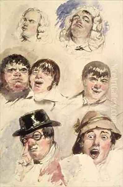 Sheet of Studies of Seven Heads Oil Painting by Robert William Buss