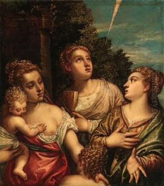 Allegory Of The Theological Virtues: Faith, Hope And Charity Oil Painting by Benedetto Caliari