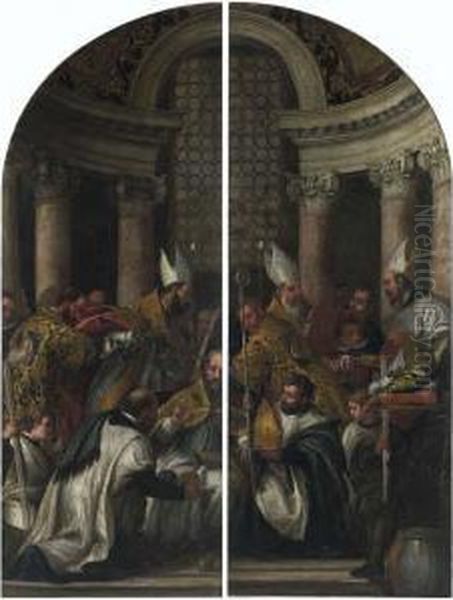 Consacrazione Di San Nicola Da Bari Oil Painting by Carletto Carliari