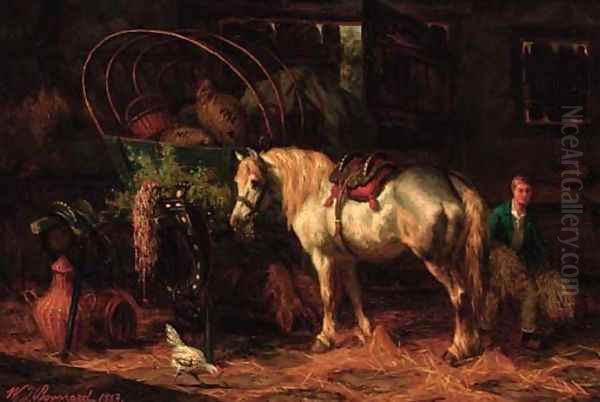 A Cart horse in a barn Oil Painting by Willem Jacobus Boogard