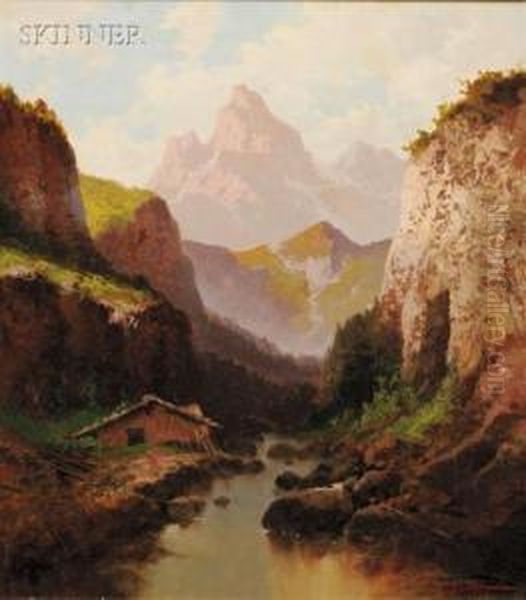 Alpine Landscape Oil Painting by John, Giovanni Califano