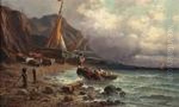 Bringing The Boats Ashore Oil Painting by John, Giovanni Califano