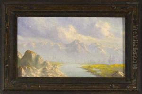 Mountainous River Landscape Oil Painting by John, Giovanni Califano