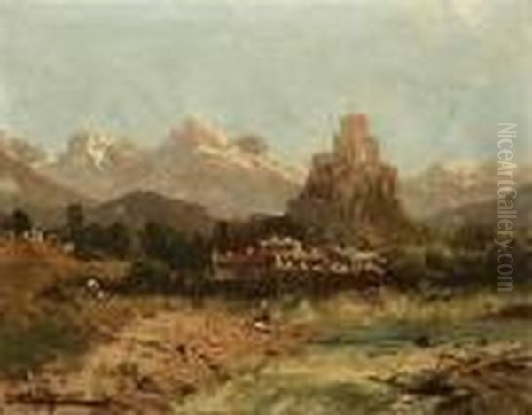 Italian Mountain Scene Oil Painting by John, Giovanni Califano