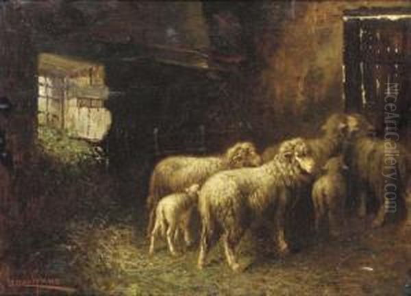 Sheep In A Barn Oil Painting by John, Giovanni Califano