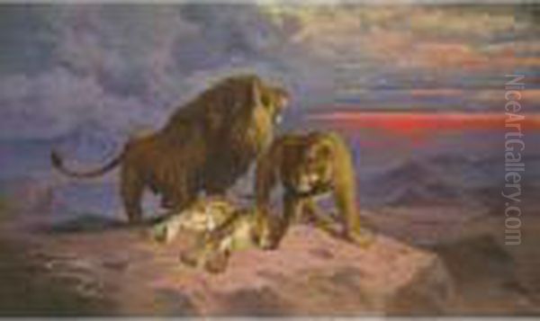 Lion Pride Oil Painting by John, Giovanni Califano