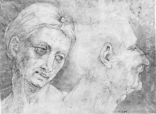 The heads of a woman and a man Oil Painting by Bartolomeo Bandinelli