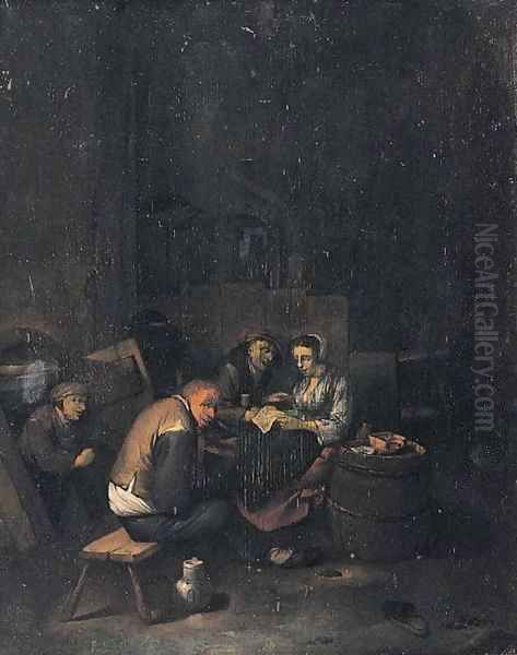 Peasants reading a letter in a tavern Oil Painting by Cornelis (Pietersz.) Bega