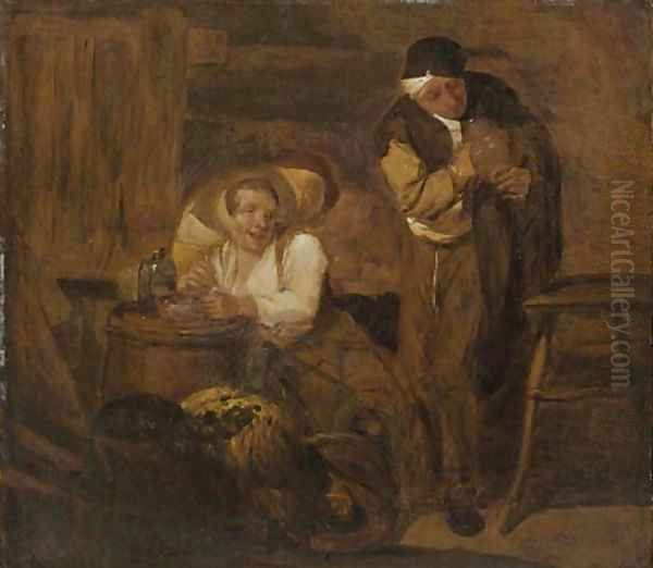 Peasants drinking and smoking in a tavern Oil Painting by Cornelis (Pietersz.) Bega