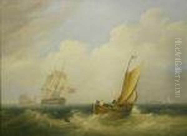 Shipping Scene Oil Painting by Sir Augustus Wall Callcott