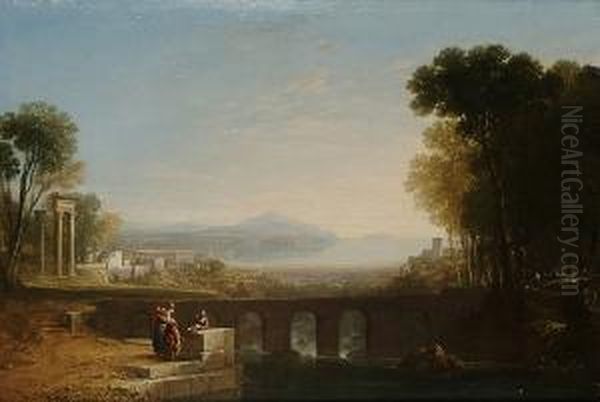 Extensive Italian Landscape, With Figures In The Foreground Oil Painting by Sir Augustus Wall Callcott