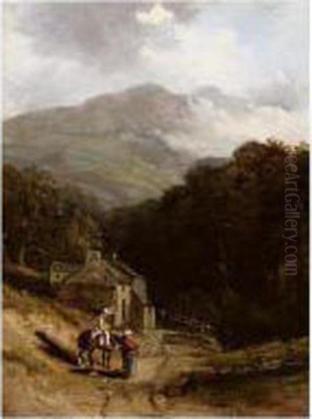 Figures On A Path With A Landscape Beyond Oil Painting by Sir Augustus Wall Callcott