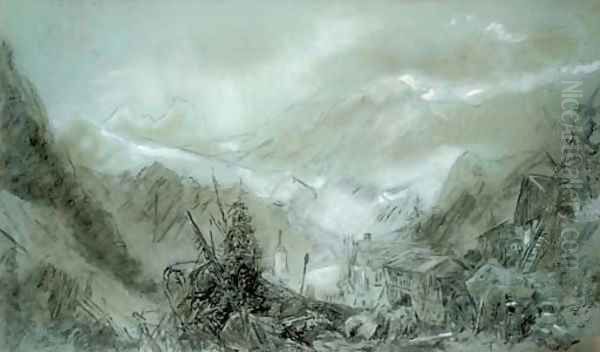 Study for of an Alpine view Oil Painting by Henry Bright