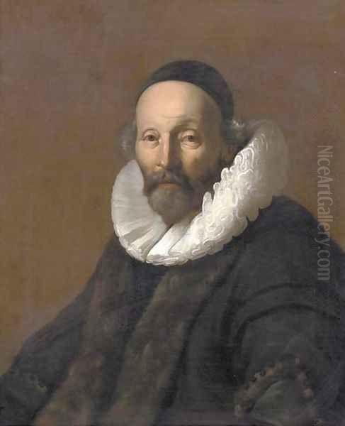 Portrait of Remonstrant minister Johannes Uytebogaert (1557-1644) Oil Painting by Jacob Adriaensz. Backer